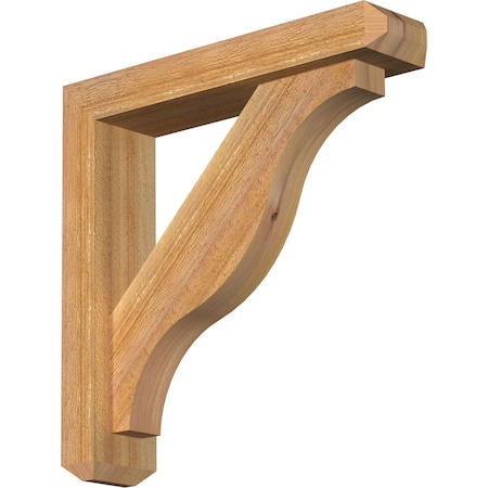 Ekena Millwork Funston Craftsman Rough Sawn Bracket w/ Offset Brace, Western Red Cedar, 4"W x 18"D x 18"H BKT0402X18X18FST04RWR